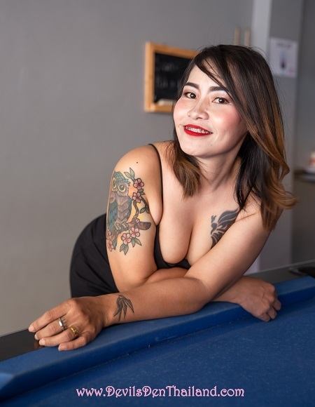 Nikki on pool table